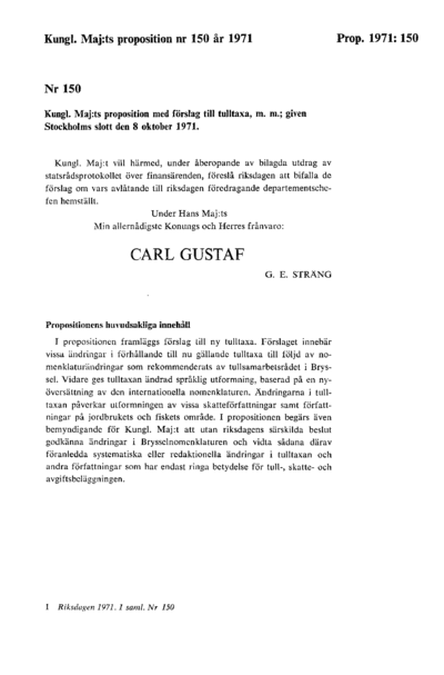 Omslaget till prop. 1971:150