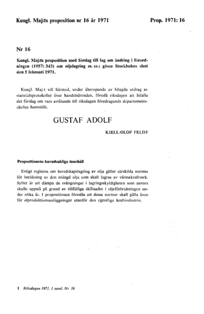 Omslaget till prop. 1971:16