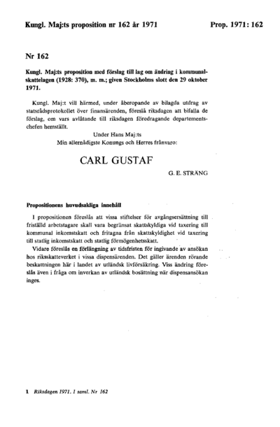 Omslaget till prop. 1971:162