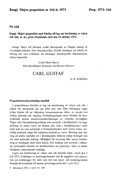 Omslaget till prop. 1971:164