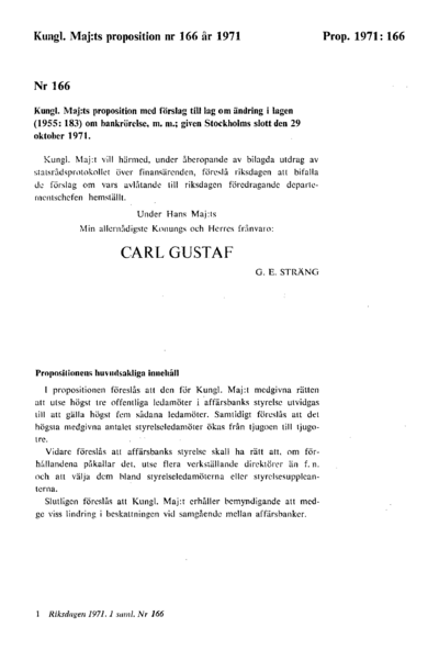 Omslaget till prop. 1971:166