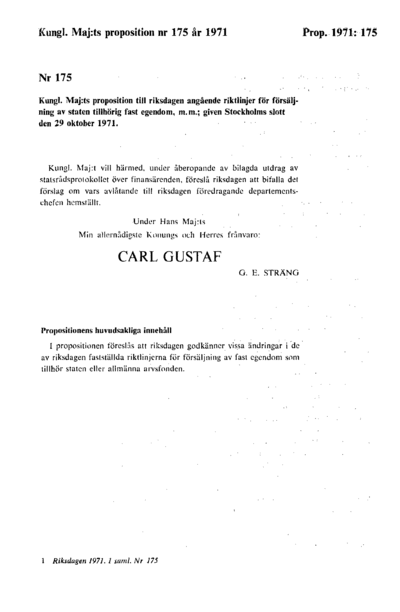 Omslaget till prop. 1971:175