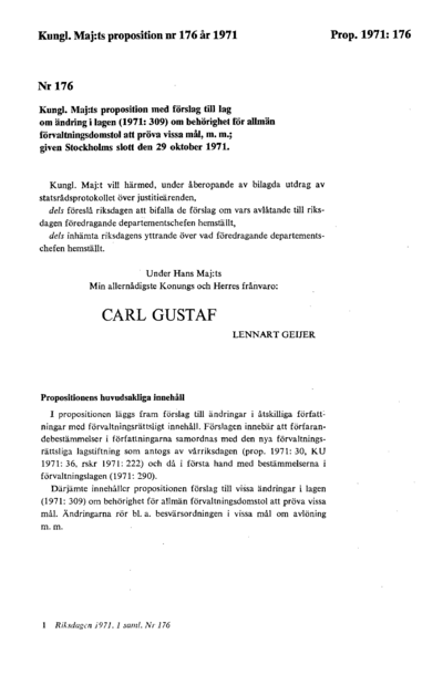 Omslaget till prop. 1971:176