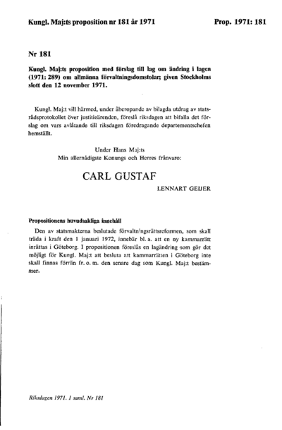 Omslaget till prop. 1971:181