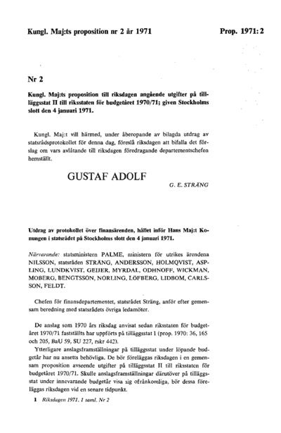 Omslaget till prop. 1971:2
