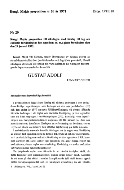 Omslaget till prop. 1971:20