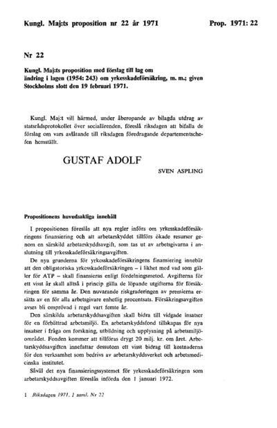 Omslaget till prop. 1971:22