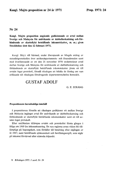 Omslaget till prop. 1971:24