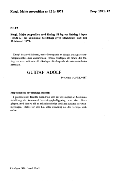 Omslaget till prop. 1971:42