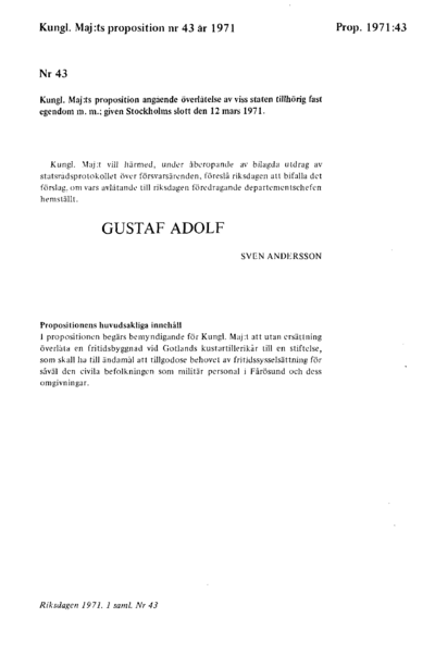 Omslaget till prop. 1971:43