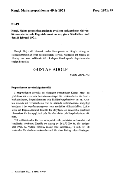 Omslaget till prop. 1971:49