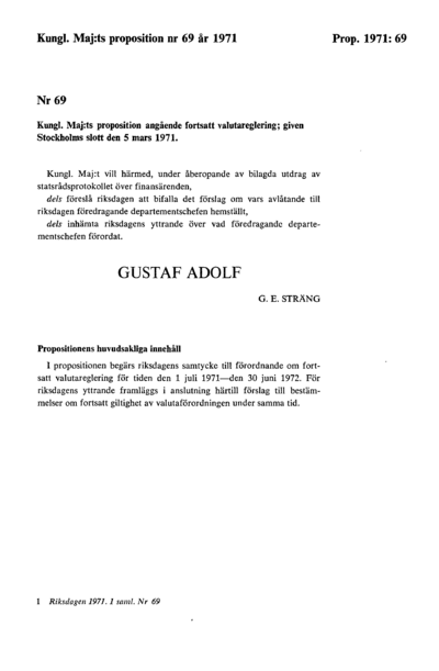 Omslaget till prop. 1971:69