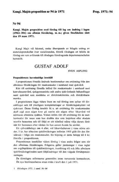 Omslaget till prop. 1971:94