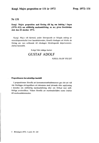 Omslaget till prop. 1972:131