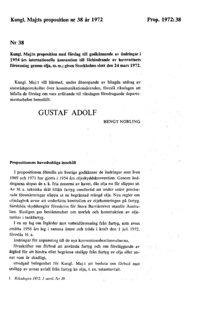 Omslaget till prop. 1972:38