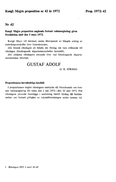 Omslaget till prop. 1972:42