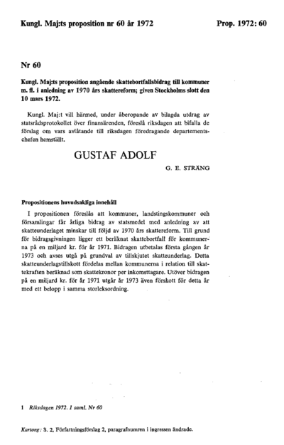 Omslaget till prop. 1972:60