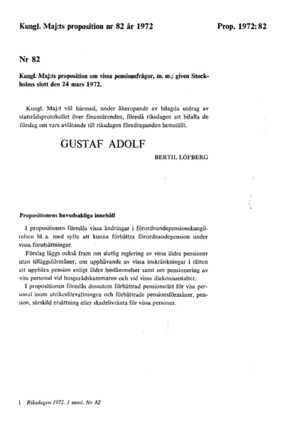 Omslaget till prop. 1972:82
