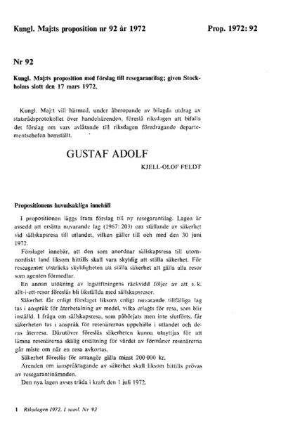 Omslaget till prop. 1972:92