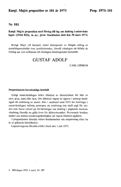 Omslaget till prop. 1973:101