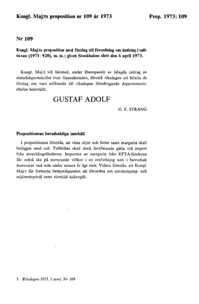 Omslaget till prop. 1973:109