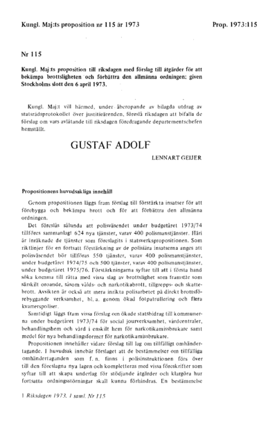 Omslaget till prop. 1973:115