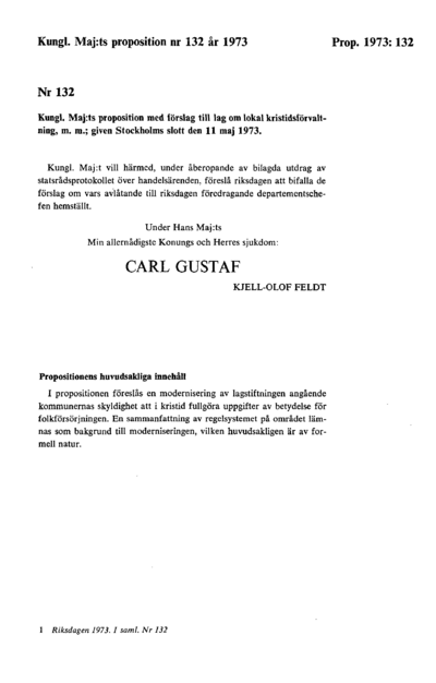Omslaget till prop. 1973:132