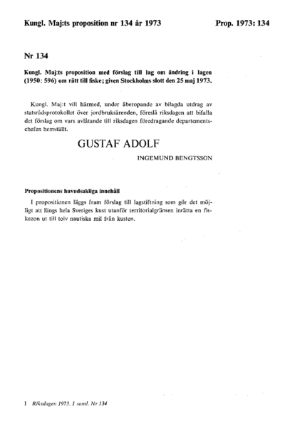 Omslaget till prop. 1973:134