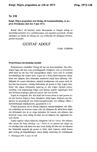 Omslaget till prop. 1973:138