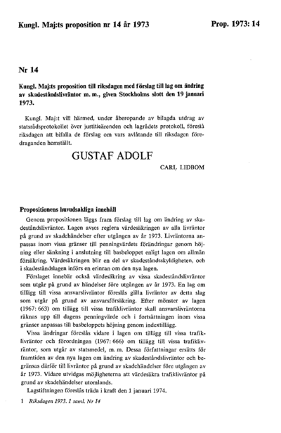 Omslaget till prop. 1973:14