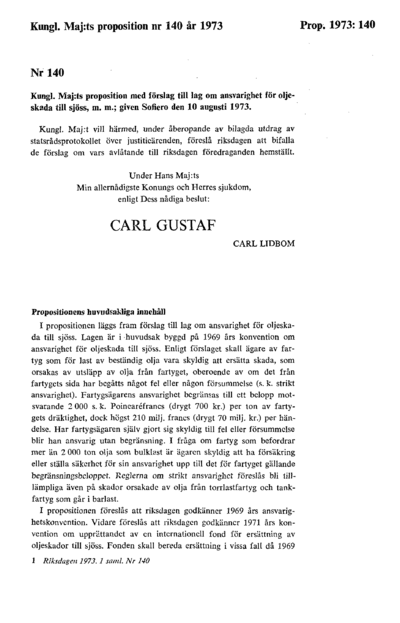 Omslaget till prop. 1973:140