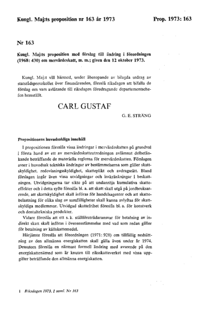Omslaget till prop. 1973:163