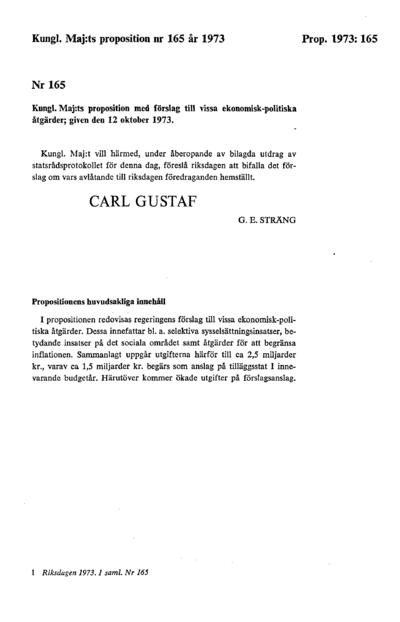 Omslaget till prop. 1973:165