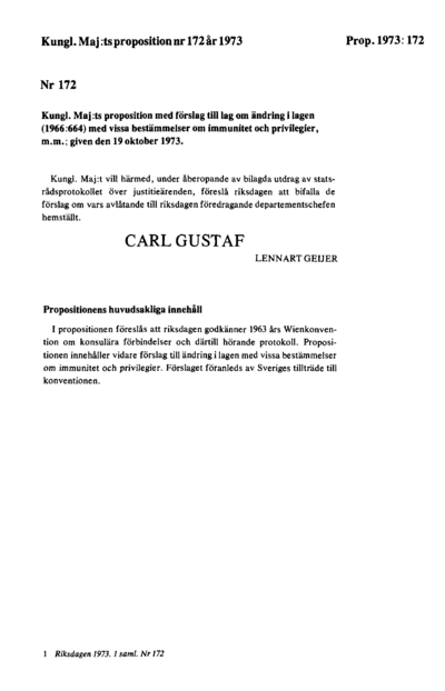 Omslaget till prop. 1973:172