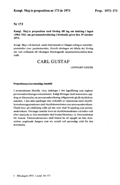 Omslaget till prop. 1973:173