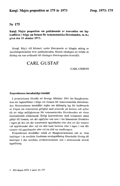 Omslaget till prop. 1973:175