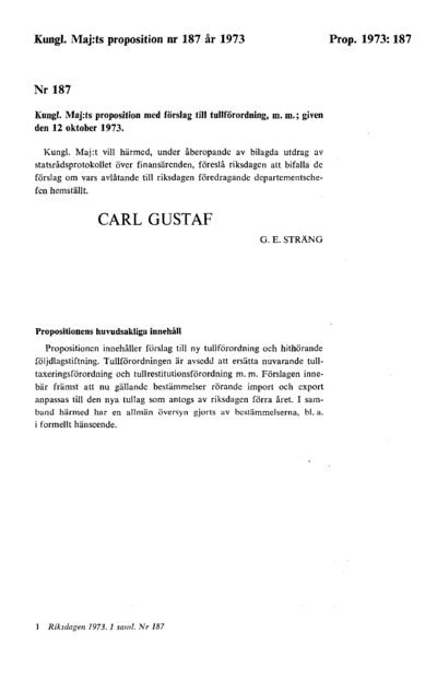 Omslaget till prop. 1973:187