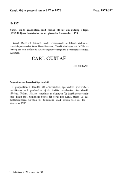 Omslaget till prop. 1973:197
