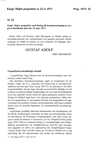 Omslaget till prop. 1973:22