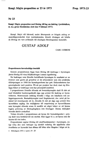 Omslaget till prop. 1973:23