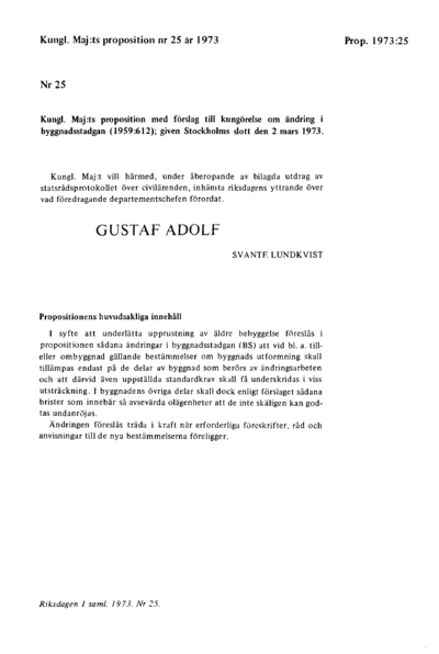 Omslaget till prop. 1973:25
