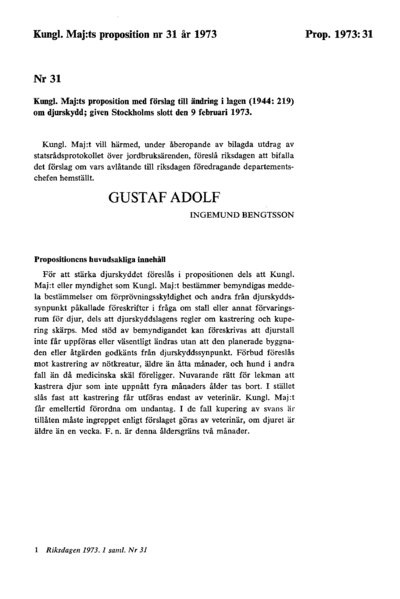Omslaget till prop. 1973:31