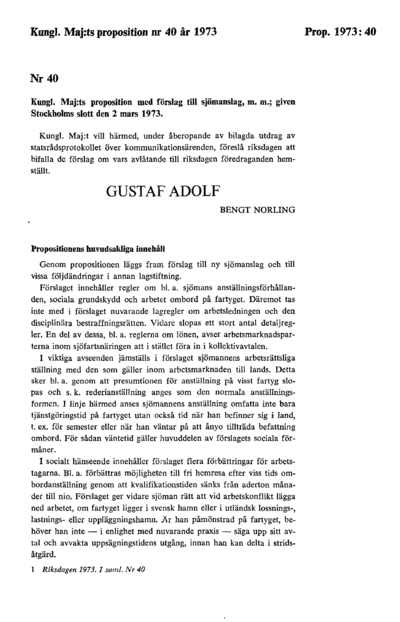 Omslaget till prop. 1973:40