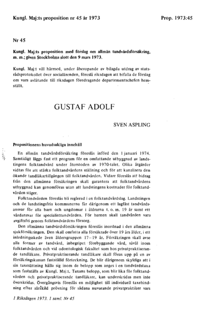 Omslaget till prop. 1973:45