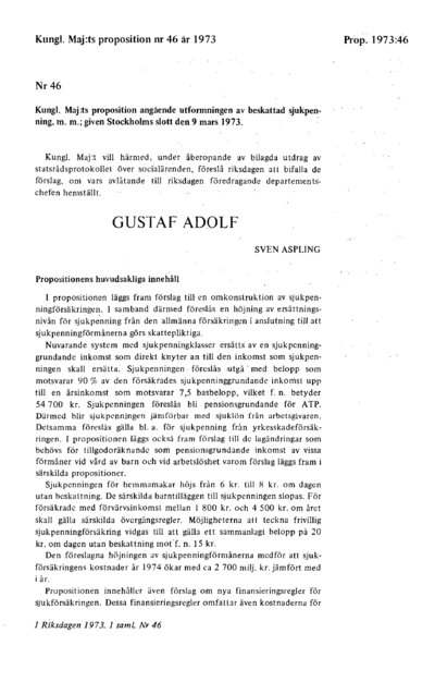 Omslaget till prop. 1973:46