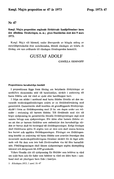 Omslaget till prop. 1973:47