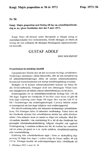 Omslaget till prop. 1973:56