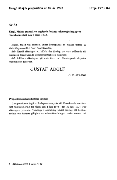Omslaget till prop. 1973:82