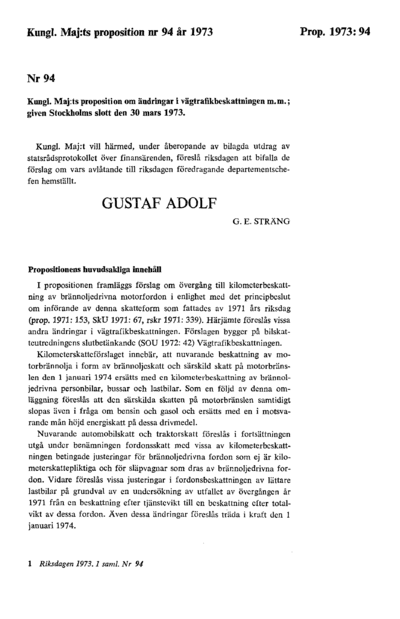 Omslaget till prop. 1973:94