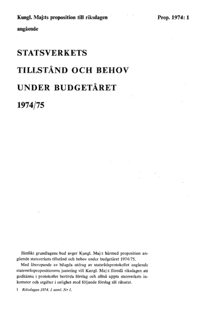 Omslaget till prop. 1974:1